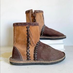 Two tone leather boots/boot moccasins